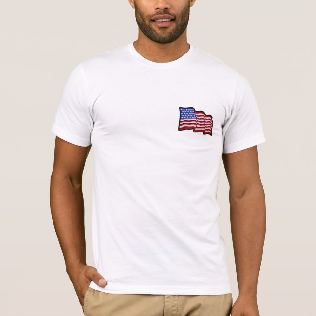 American Flag Faux Embroidered Patriotic T-Shirt (Front)