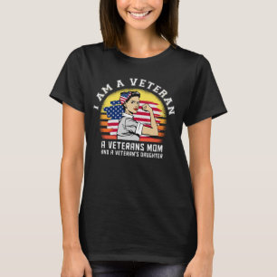 American Flag Female Veteran  I Am A Veteran T-Shirt