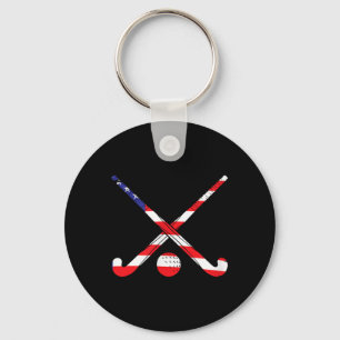 American Flag Field Hockey Patriot Usa Sports Play Keychain