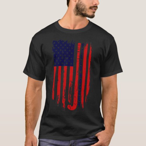 American Flag Field Hockey USA Patriotic T_Shirt