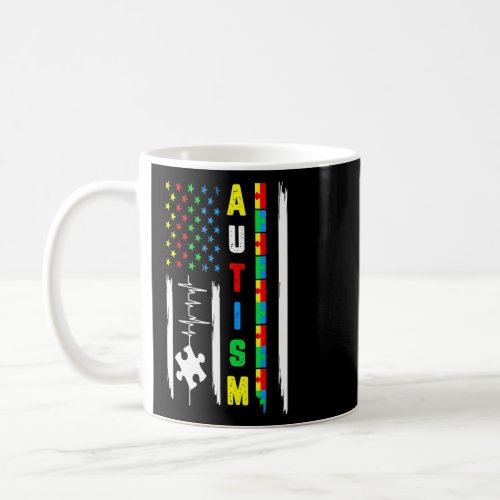 American Flag Fight Ribbon Puzzle Autism Awareness Coffee Mug