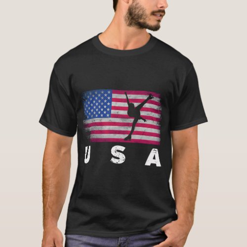 American Flag Figure Skating Us Skaters T_Shirt