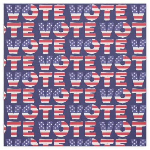 American Flag Filled Letters Vote Pattern Fabric