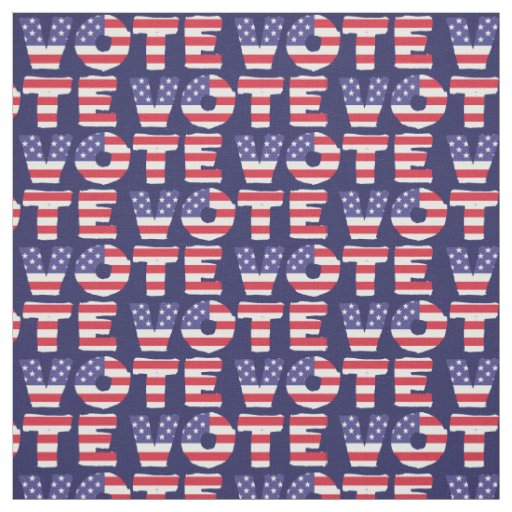 American Flag Filled Letters Vote Pattern Fabric