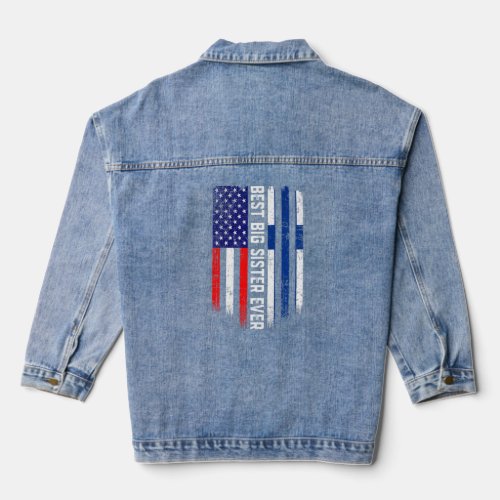 American Flag  Finland Flag Best Big Sister Ever  Denim Jacket