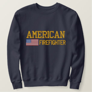American Flag Firefighter Embroidered Embroidered Sweatshirt