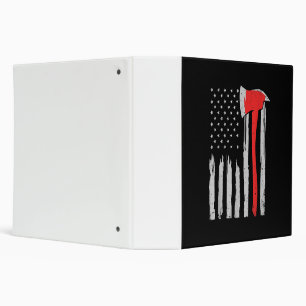 American Flag Firefighter Red Firefighter 3 Ring Binder