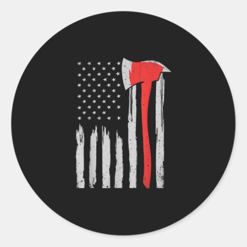 American Flag Firefighter Red Firefighter Classic Round Sticker