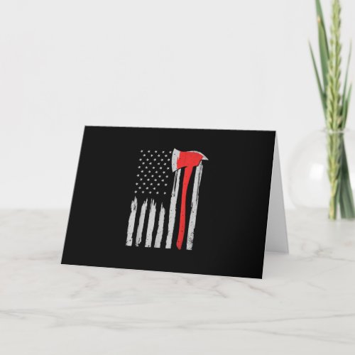 American Flag Firefighter Red Firefighter Holiday Card