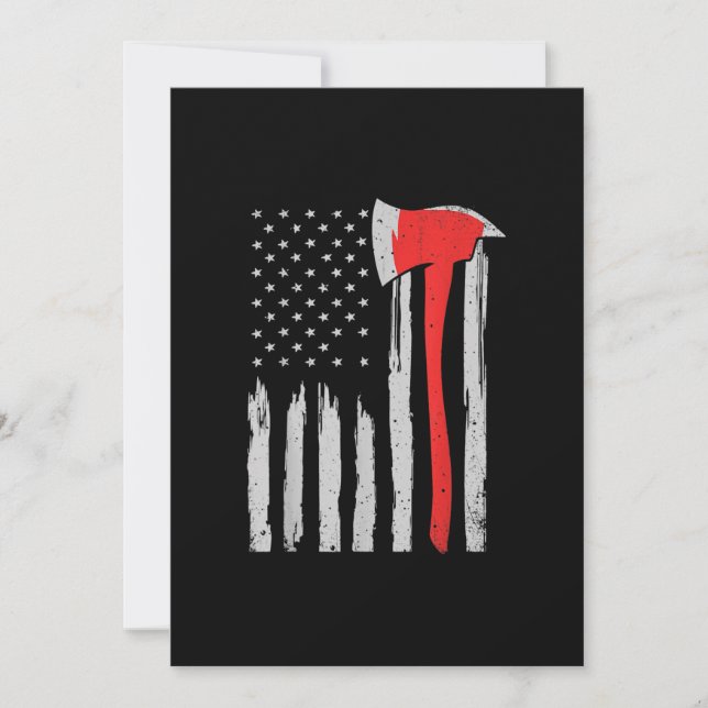 American Flag Firefighter Red Firefighter Holiday Card (Front)