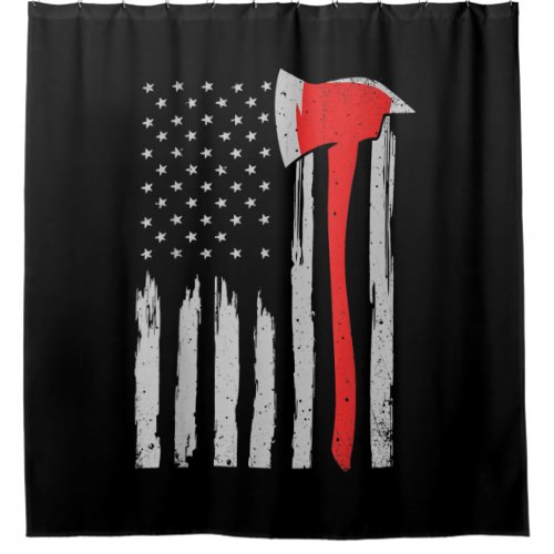 American Flag Firefighter Red Firefighter Shower Curtain