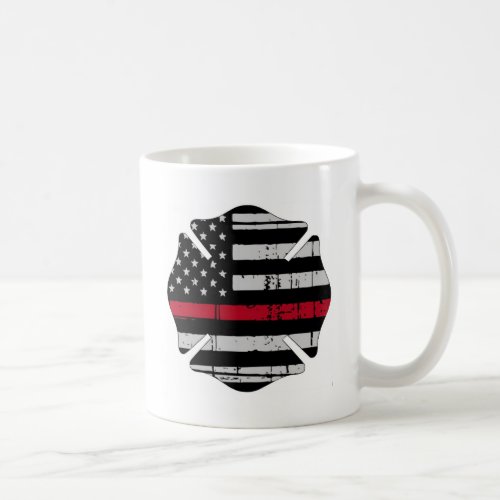 American Flag Fireman Cross Thin Red Line Coffee Mug