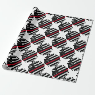 American Flag Fireman Cross Thin Red Line Wrapping Paper