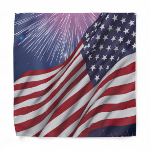 American Flag & Fireworks Bandana