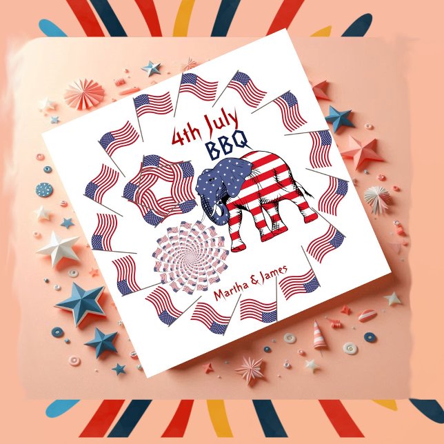 American Flag Fireworks Elephant 4th July Party Napkins (American Flag Fireworks Elephant 4th July Party Napkins)