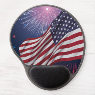 American Flag & Fireworks Gel Mouse Pad