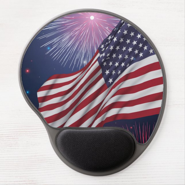 American Flag & Fireworks Gel Mouse Pad (Front)