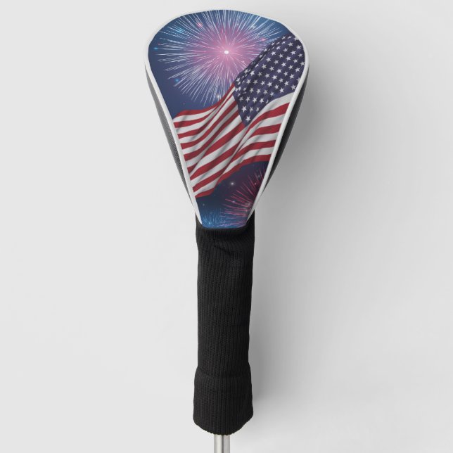 American Flag & Fireworks Golf Head Cover (Front)