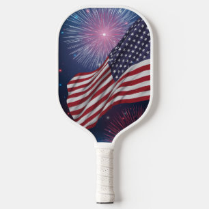 American Flag & Fireworks Pickleball Paddle