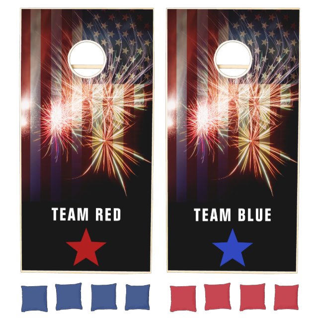 American Flag Fireworks Teams Cornhole Set (Set)