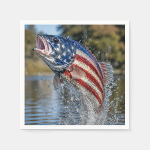 American Flag Fish Design Napkins