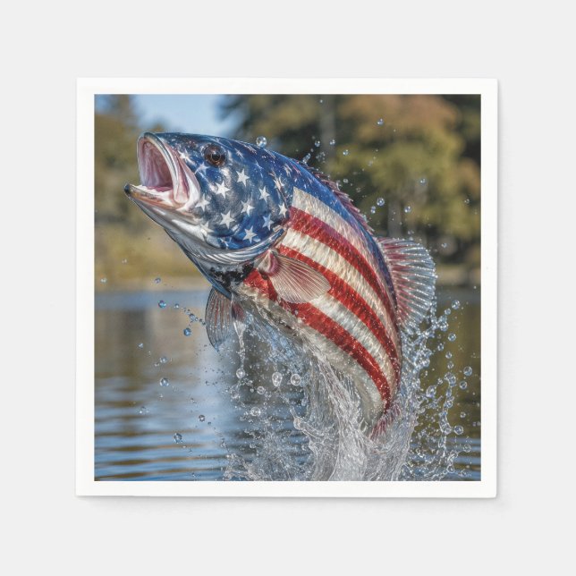 American Flag Fish Design Napkins (Front)