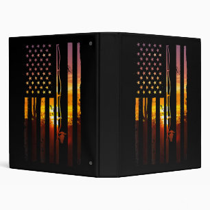 American Flag Fish Fisher Fisherman Funny Bass Fis 3 Ring Binder