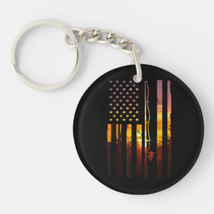 American Flag Fish Fisher Fisherman Funny Bass Fis Keychain