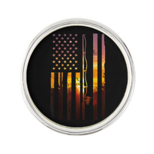 American Flag Fish Fisher Fisherman Funny Bass Fis Lapel Pin