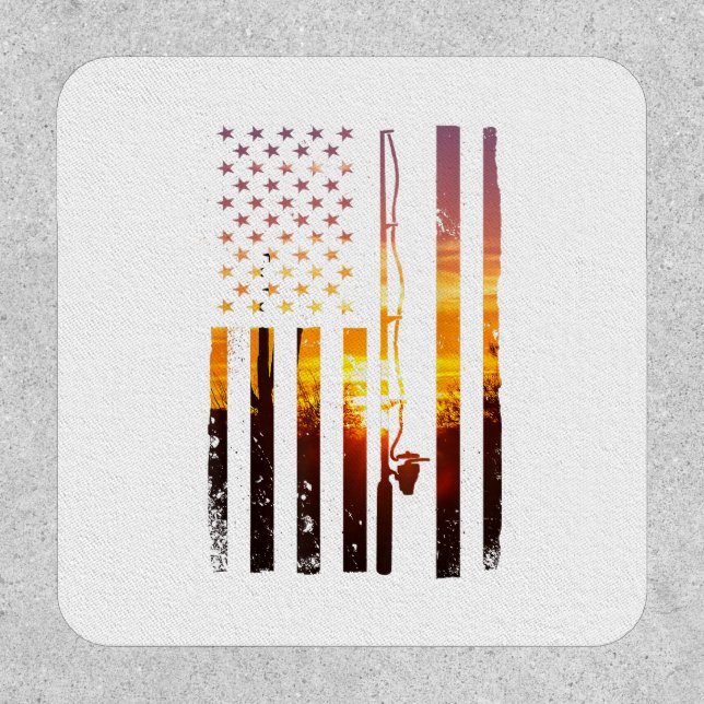 American Flag Fish Fisher Fisherman Funny Bass Fis Patch (Front)