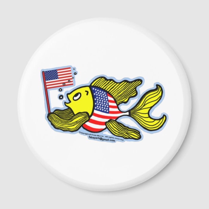 American Flag Fish Fridge Magnet