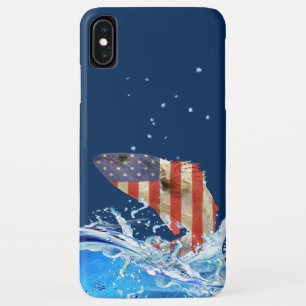 American flag fish jumping out of water iPhone XS max case