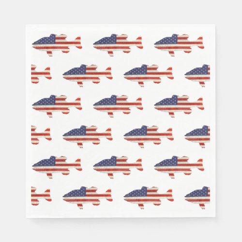American Flag Fish On White Napkins