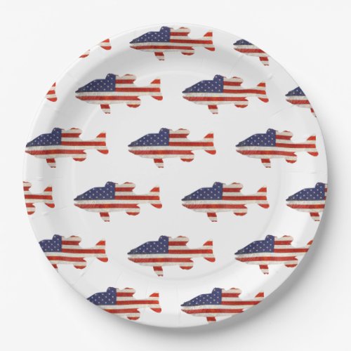 American Flag Fish On White Paper Plates