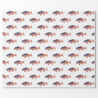 American flag fishing rods and fish wrapping paper