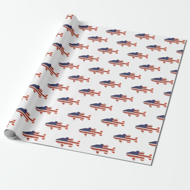 American Flag fish pattern Wrapping Paper (Unrolled)