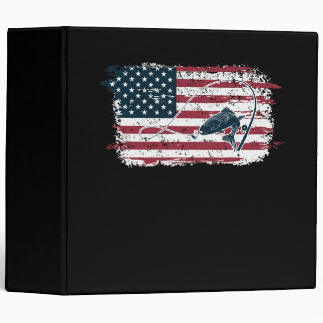 American Flag Fishing 3 Ring Binder (Front/Spine)