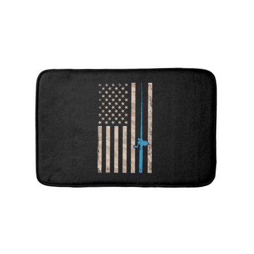 American Flag Fishing Gift Vintage Fishing Rode Pa Bath Mat