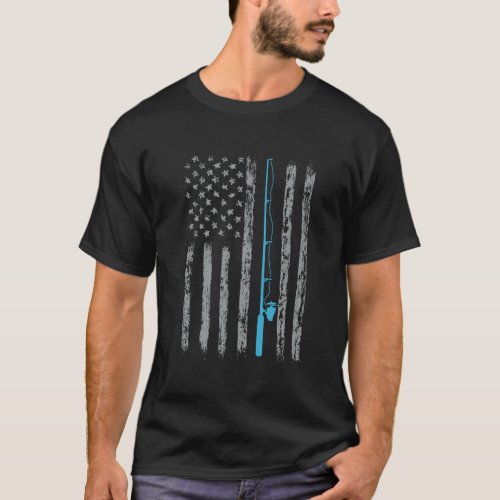 American Flag Fishing Gifts Retro Us Flag Vintage  T_Shirt