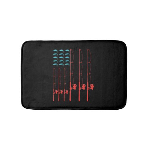 American Flag Fishing Graphic With Salmon Fish Bath Mat