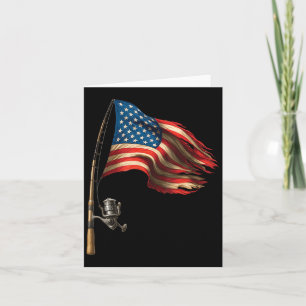 American Flag Fishing Lovers Fisherman Funny Fishi Card