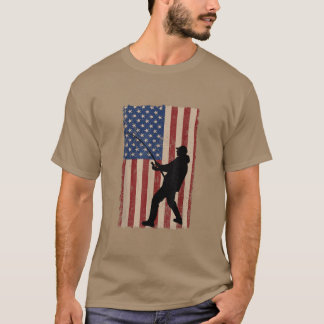 American Flag Fishing Men Dad Vintage USA Flag 4th T-Shirt