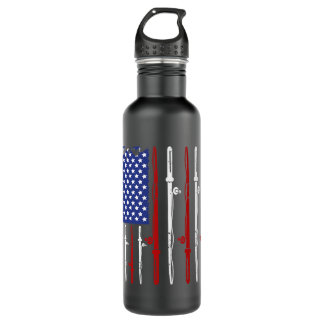 American Flag Fishing Rod Fishing Lover Stainless Steel Water Bottle