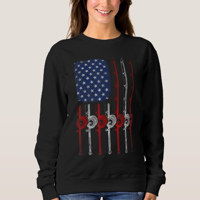 American Flag Fishing Rod For Fishing Lovers Sweatshirt (Front)