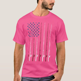 American Flag Fishing Rod Men Boy Father Fisherman T-Shirt