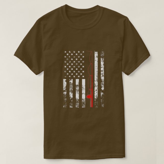 American Flag Fishing Rod USA Patriotic Gift  T-Shirt (Design Front)