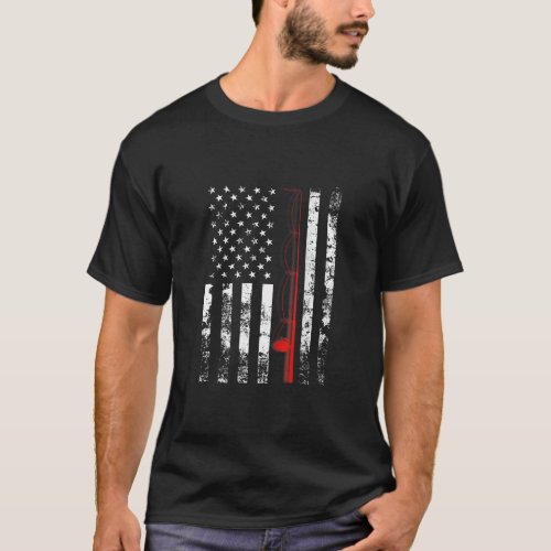 American Flag Fishing Rod USA Patriotic Gift  T_Shirt