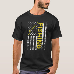American Flag Fishing Rod USA Patriotic T-Shirt