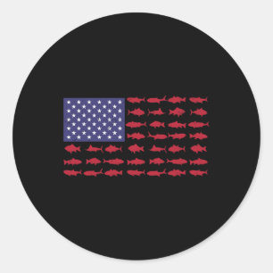 American Flag Fishing-shirt 4th July Patriotic Kid Classic Round Sticker