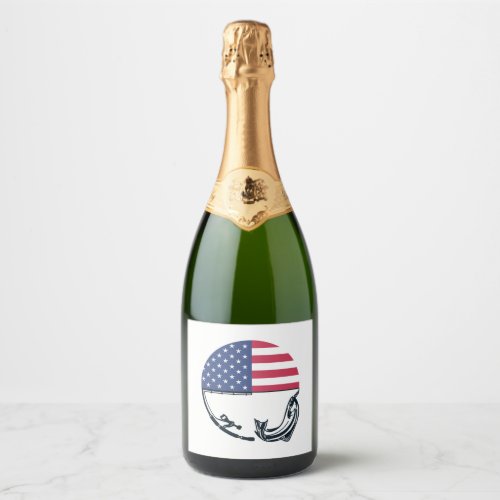 american flag fishing sparkling wine label